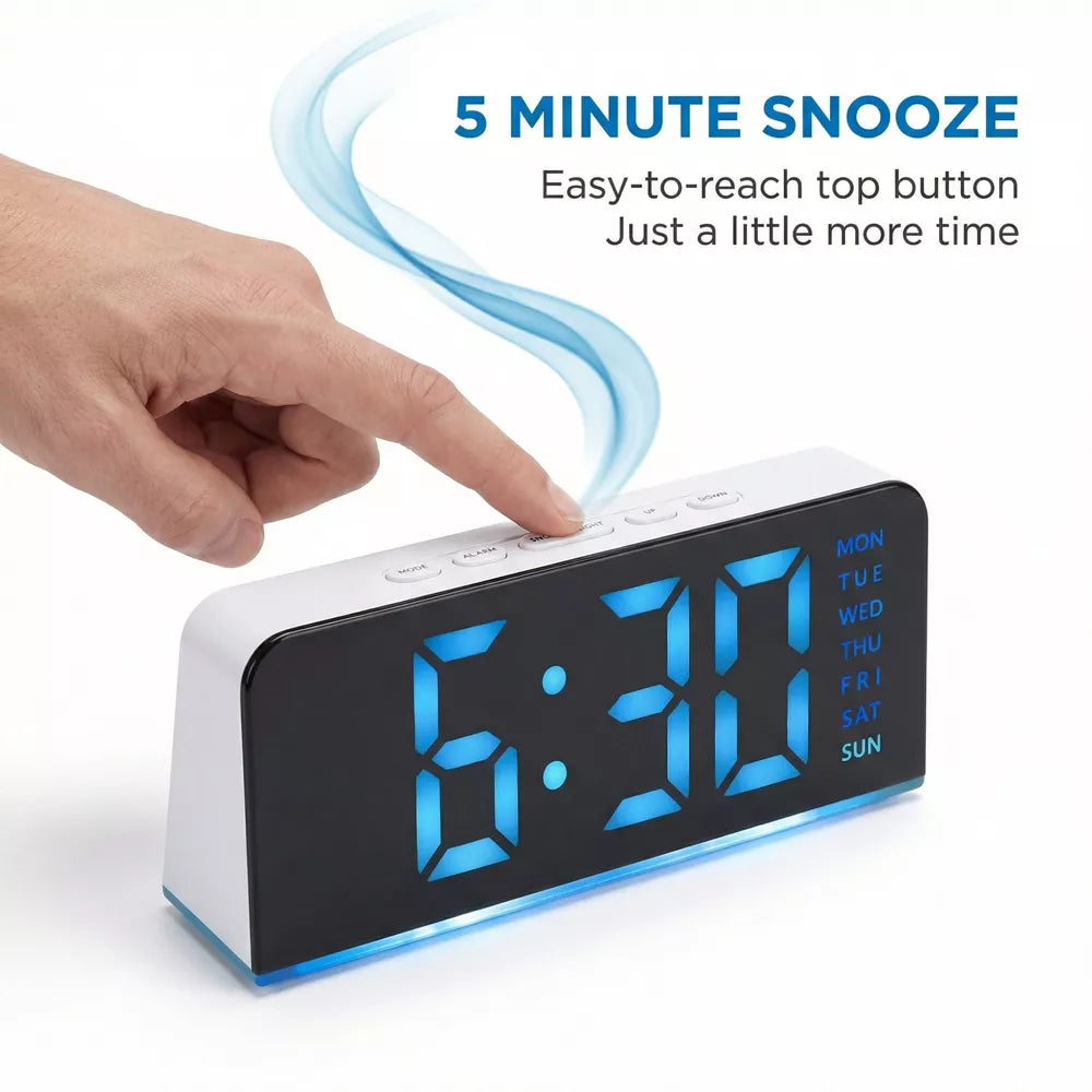 Plug‑in LED Digital Alarm Clock With Dual‑Lighting And Dual‑Alarm